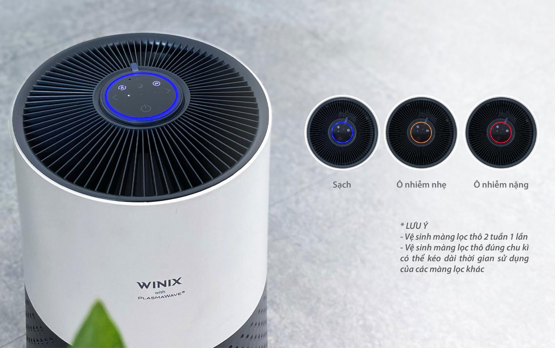 Máy lọc không khí có đèn báo chất lượng không khí