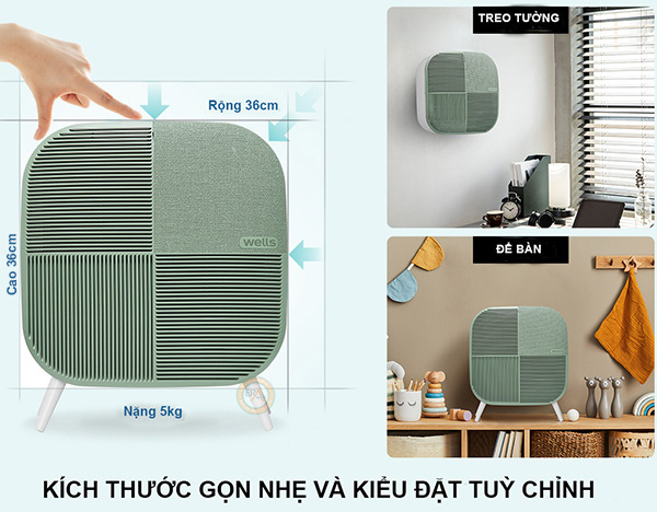 Cách lắp đặt máy lọc không khí Wells Mini Max Green AQ106