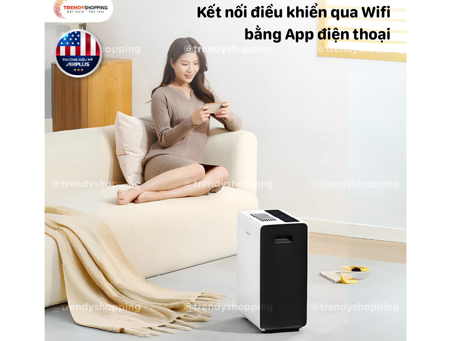 Máy hút ẩm lọc không khí có kết nối Wifi