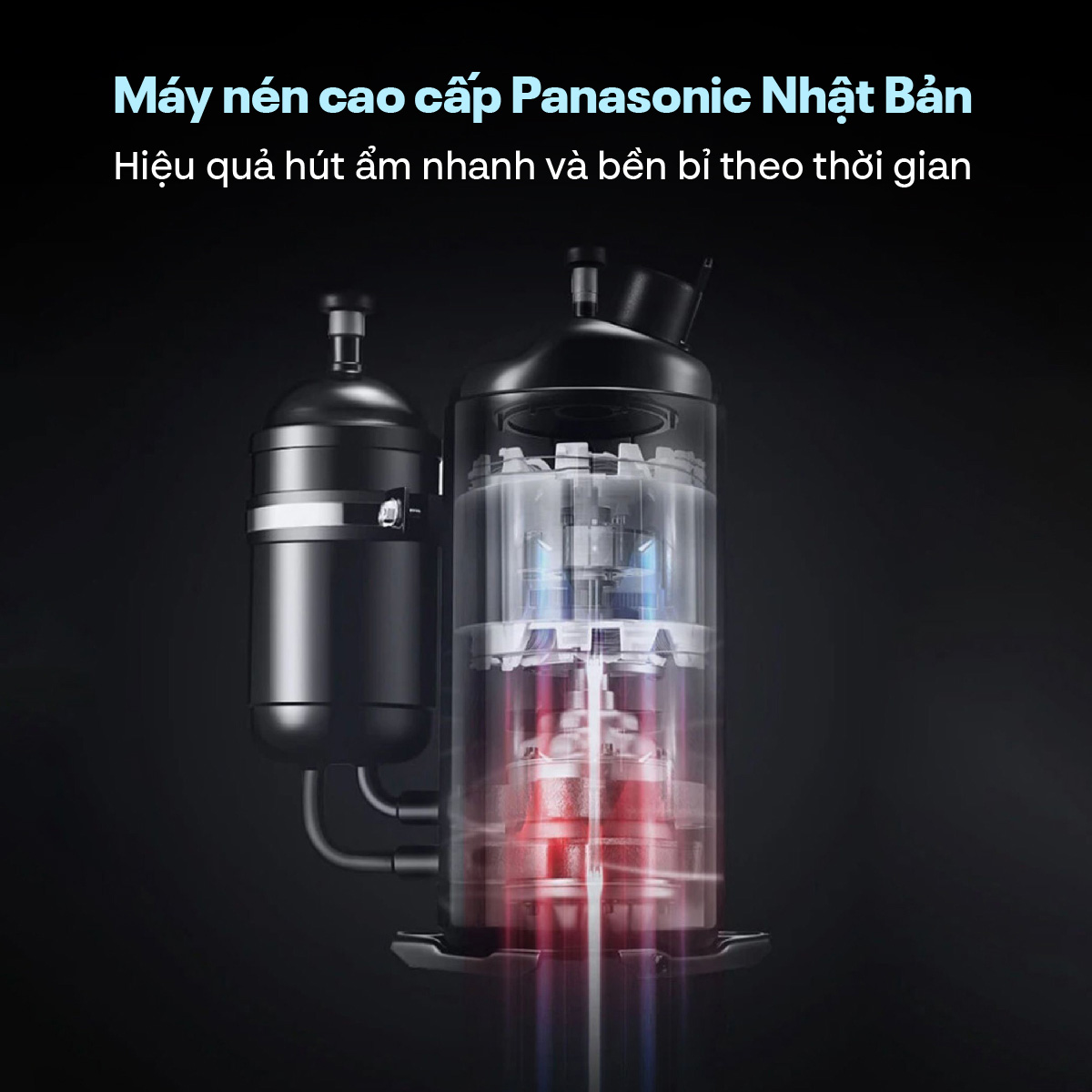 Hiệu suất vượt trội với 3 máy nén Panasonic