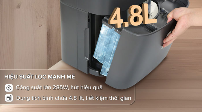 Máy hút ẩm lọc không khí Electrolux EDH12TRBD2 có bình chứa nước dung tích 4,8 lít