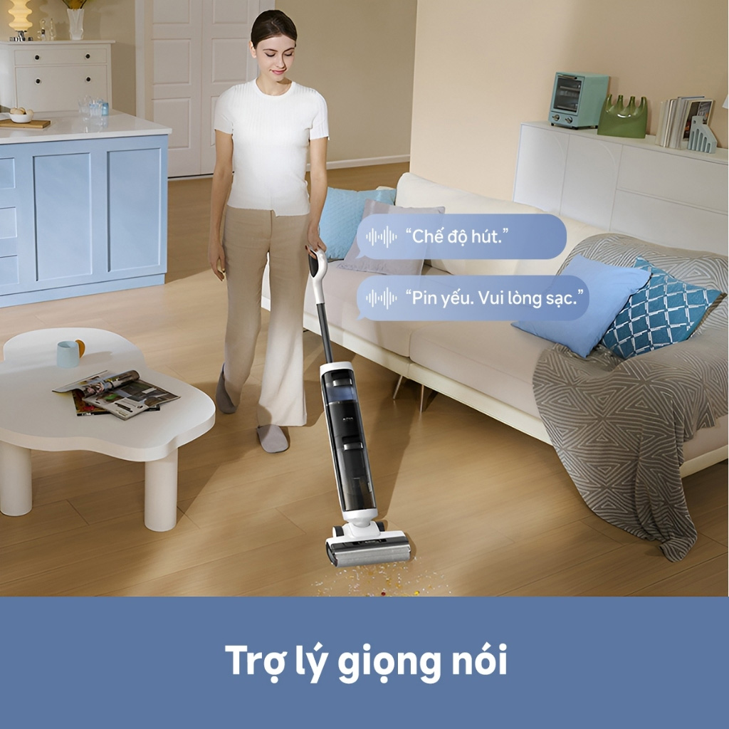 Trợ lý giọng nói thông minh và đèn LED của máy hút bụi lau sàn khô và ướt Mova K20
