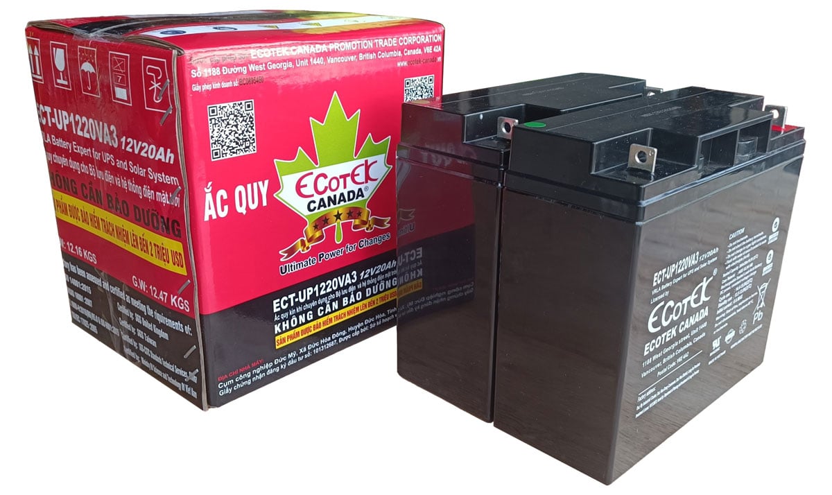 Ắc quy Ecotek có vỏ nhựa chống cháy