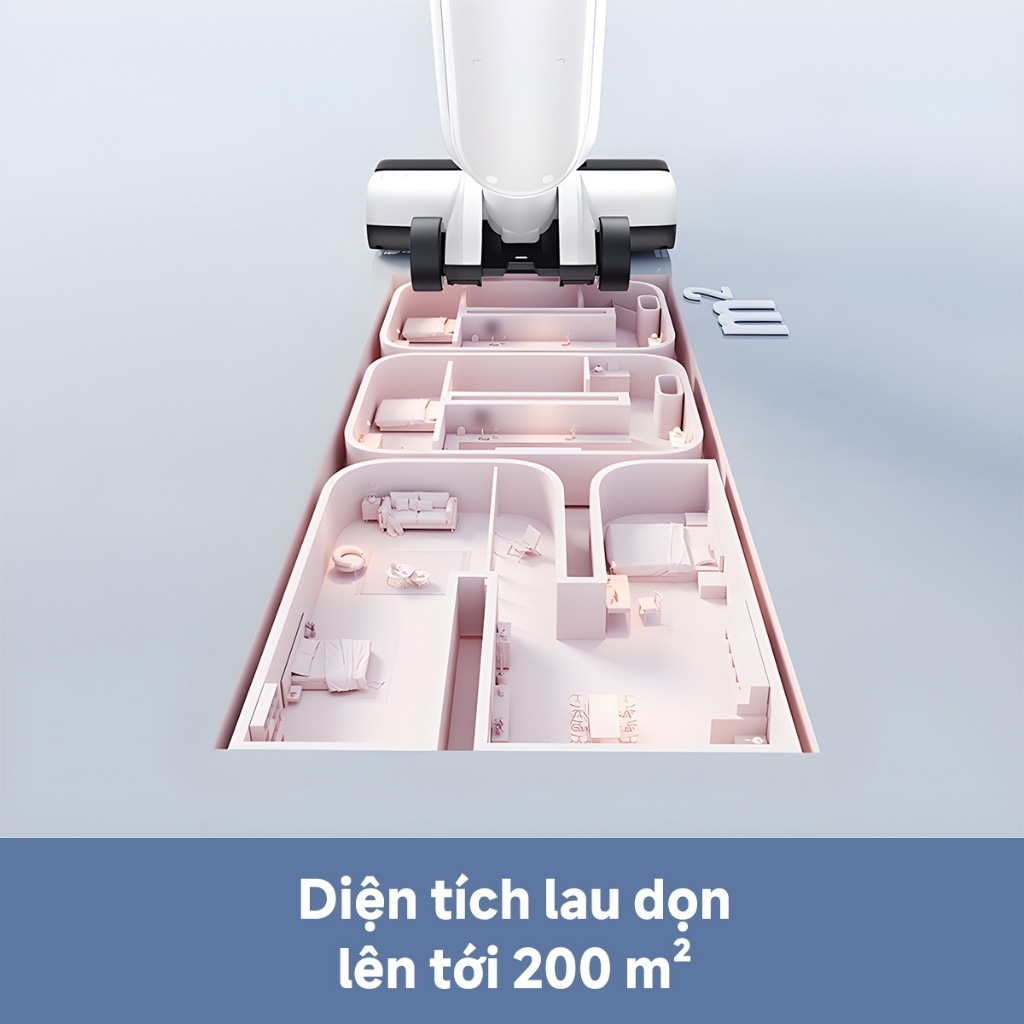 Máy hút bụi lau sàn khô và ướt đa năng Mova K20 có khả năng làm sạch 200m2