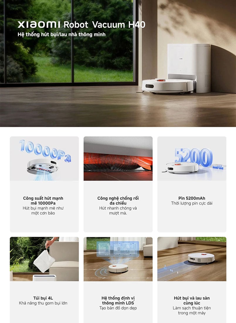 Robot hút bụi lau nhà Xiaomi Vacuum H40 EU (BHR07XBEU)