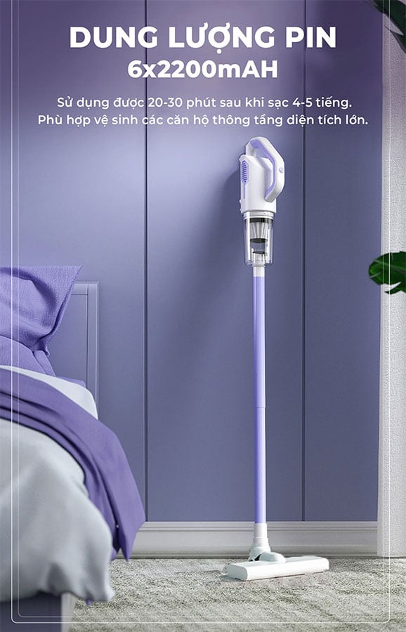 Máy hút bụi không dây có dung lượng pin lớn