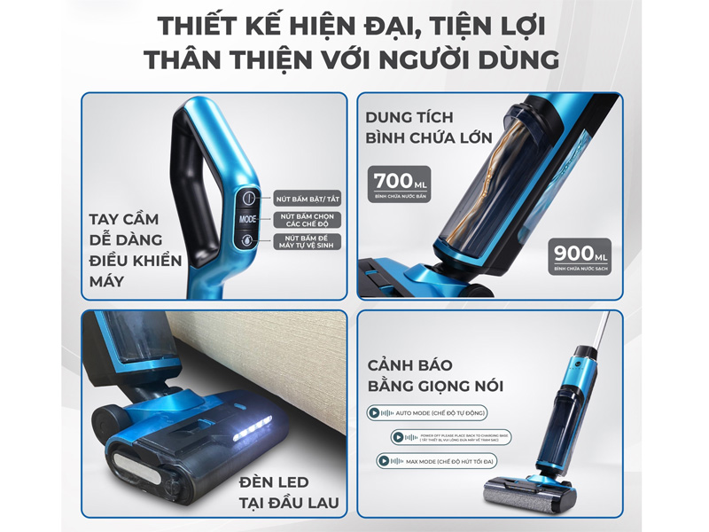 Thiết kế máy hút bụi hiện đại, dễ sử dụng