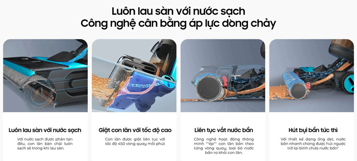 Máy có hệ thống cân bằng áp lực dòng chảy
