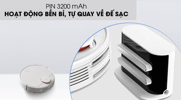Dung lượng pin lớn, tự quay về dock sạc