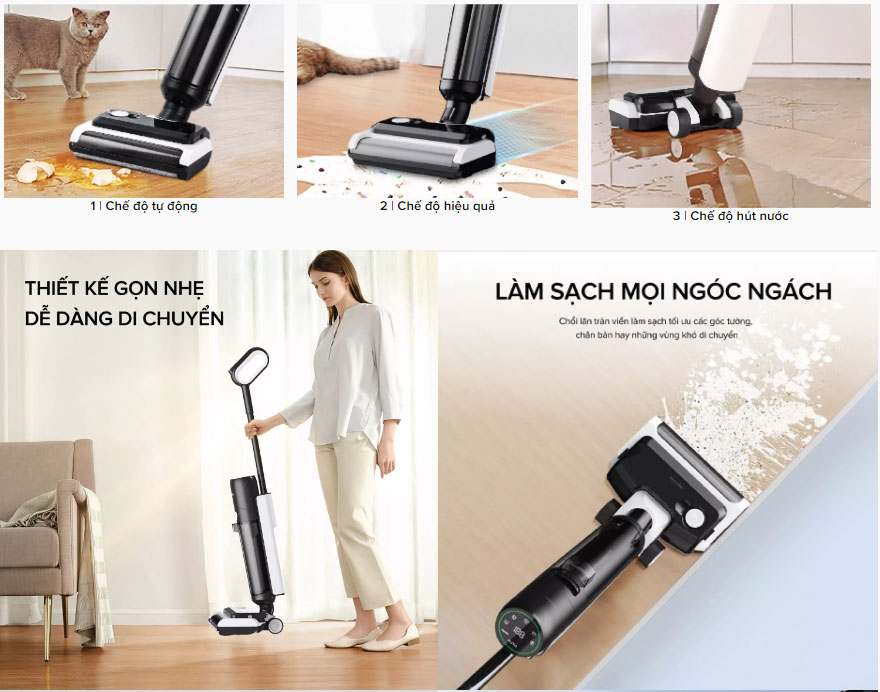 Máy hút bụi lau nhà cầm tay có 3 chế độ