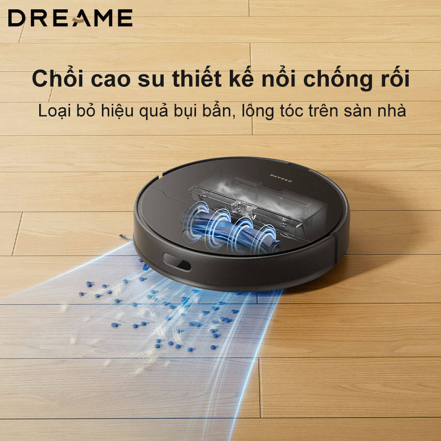 Dreame D9 Max Gen 2 có chổi cao su chống rối cải thiện hiệu quả