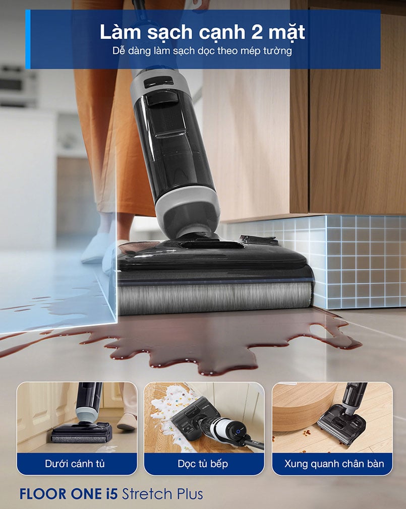 Máy hút bụi Tineco làm sạch cạnh 2 mặt