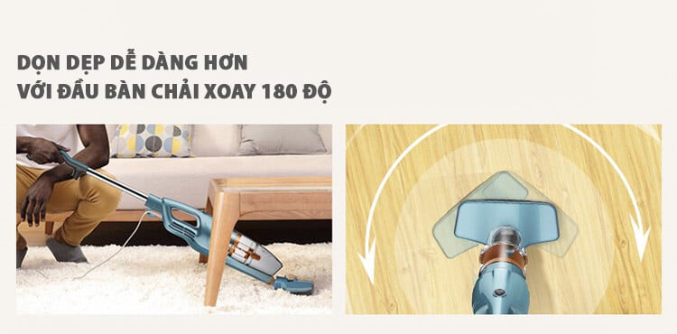 Bàn chải xoay 180 độ cho phép làm sạch mọi vị trí