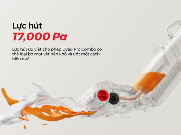 Máy hút bụi Roborock Dyad Pro Combo trang bị lực hút 17.000Pa