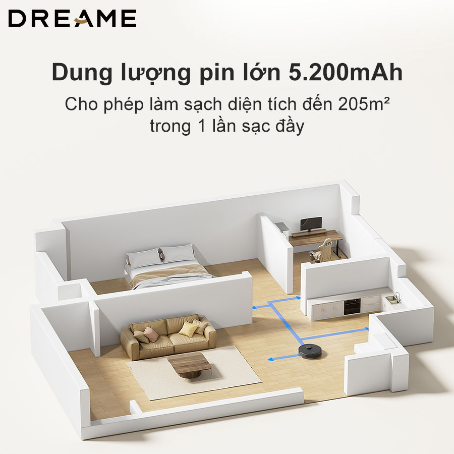 Dreame D9 Max Gen 2 sở hữu dung lượng pin lớn