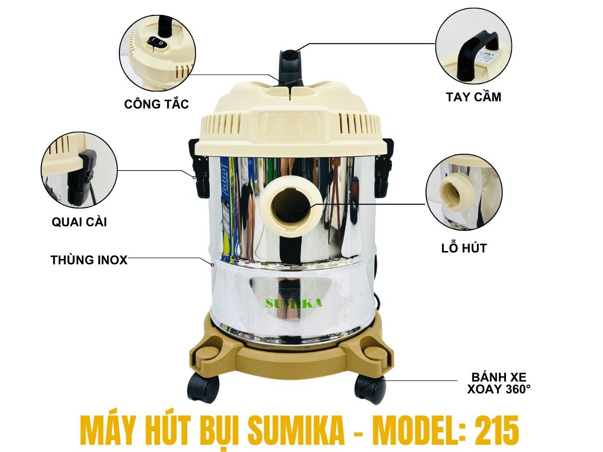 Máy hút bụi gia đình có cấu tạo đơn giản, dễ chọn các chức năng
