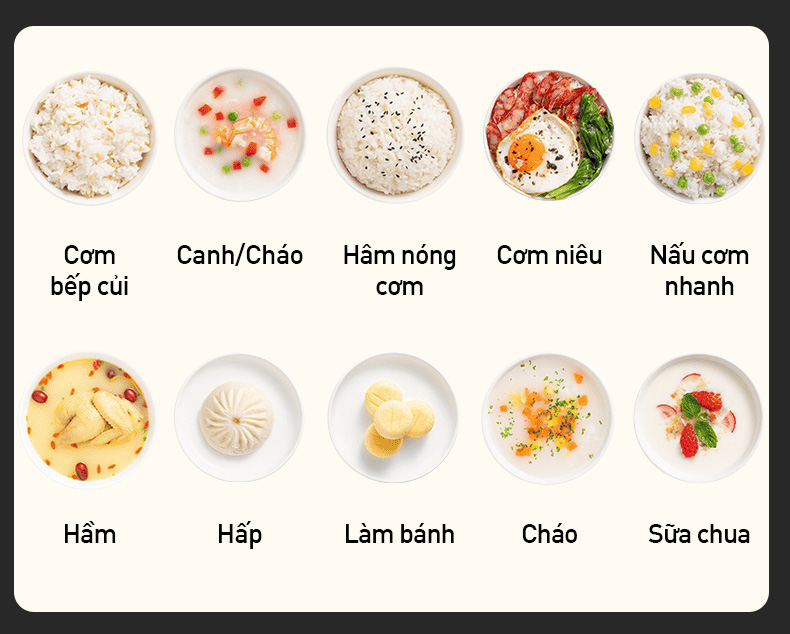 10 chức năng nấu đa dạng – Đáp ứng mọi nhu cầu