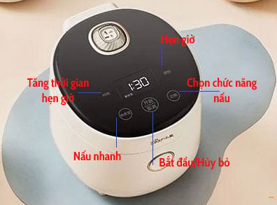 Bảng điều khiển của nồi cơm điện mini Bear DFB-C16K1