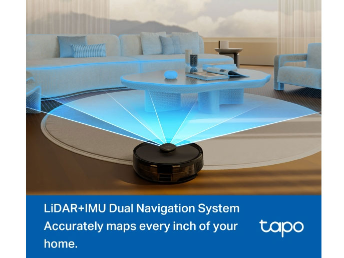 Tapo RV30 Max Plus lập bản đồ chính xác với hệ thống định vị lidar + imu