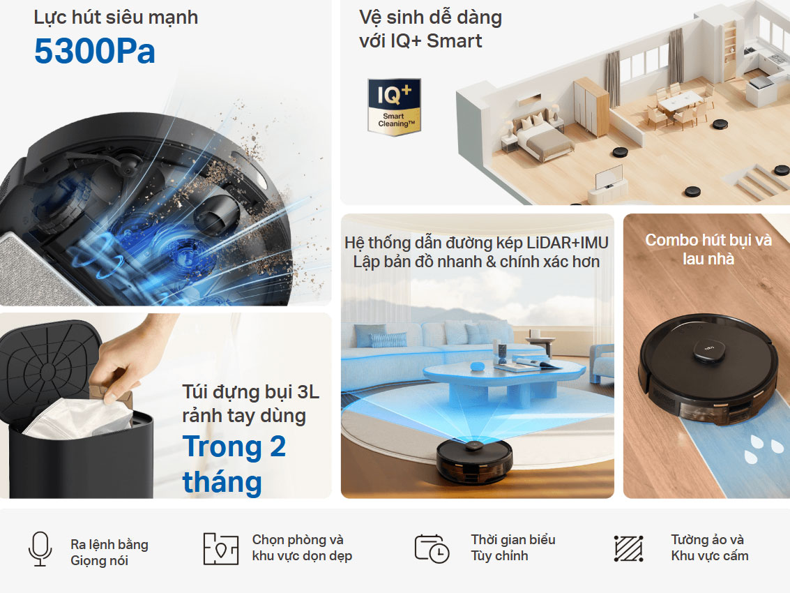 Robot hút bụi có lực hút siêu mạnh tới 5300PA