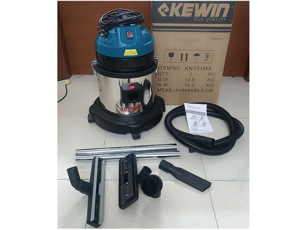 Máy hút bụi khô và ướt Kewin có đầy đủ phụ kiện