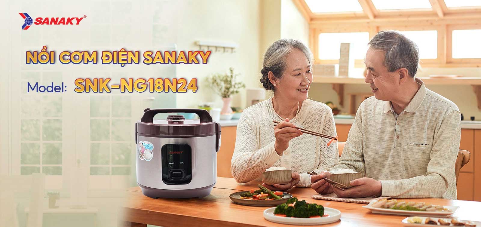 Sanaky SNK-NG18N24 có nút gạt cơ dễ dùng