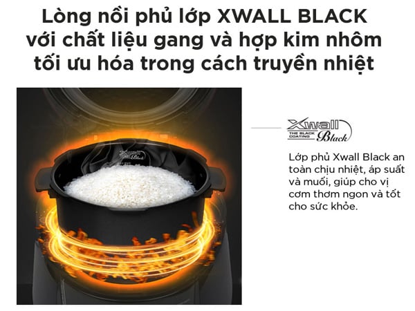 Lòng nồi Cuckoo CRP-PK0600F có tráng lớp chống dính an toàn