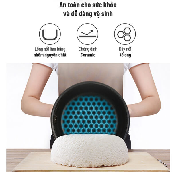 Lòng nồi với lớp chống dính cao cấp, an toàn cho sức khỏe người tiêu dùng