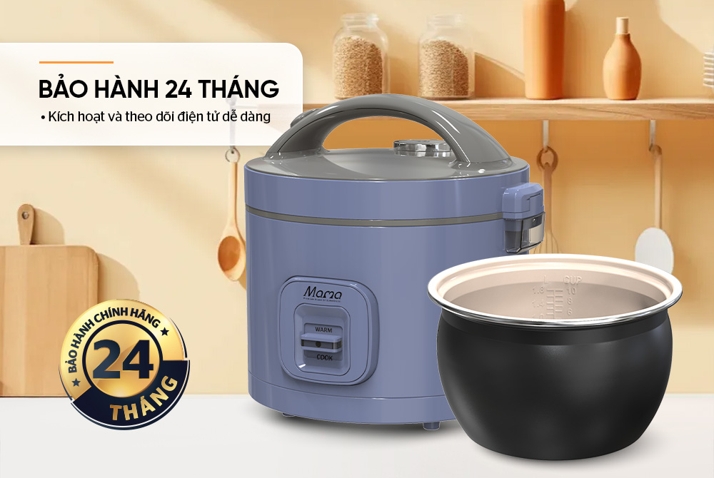 Nồi cơm điện nắp liền được bảo hành 2 năm
