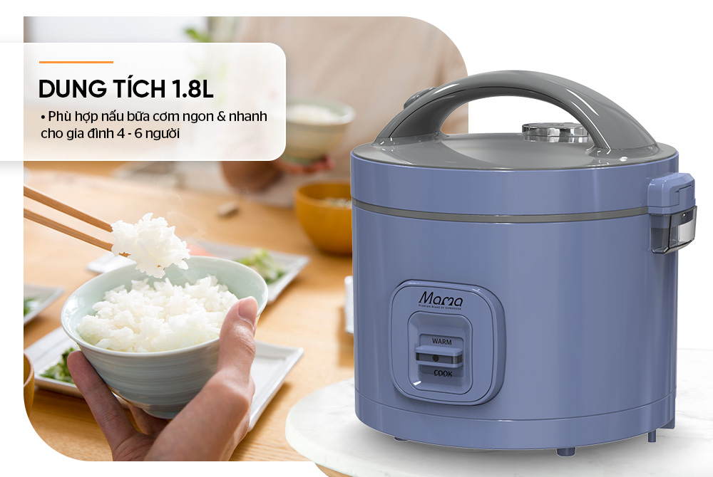 Nồi cơm điện có dung tích 1.8 lít