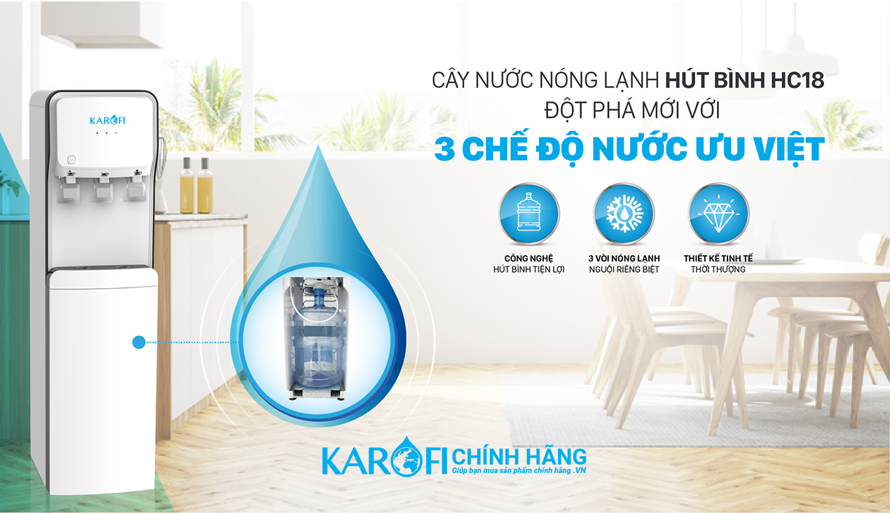 Cây nước nóng lạnh Karofi có 3 chế độ nước
