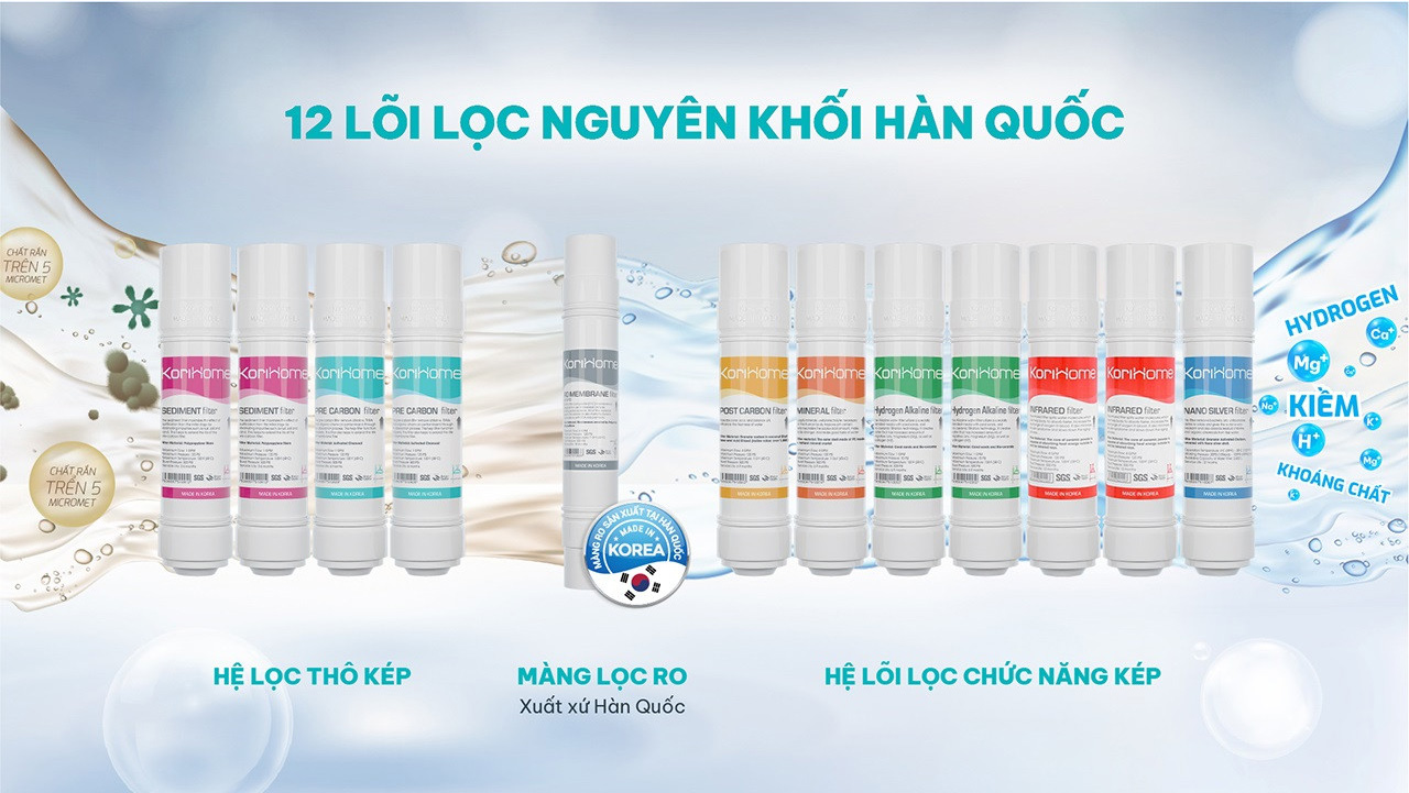 12 lõi lọc nguyên khối – Nguồn nước sạch, an toàn và giàu khoáng