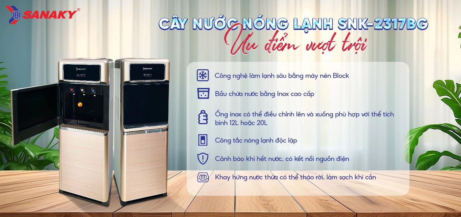 Sanaky SNK-2317BG làm lạnh bằng block