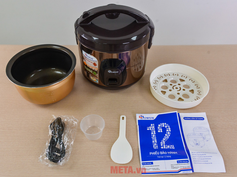 Nồi cơm điện Sowun 638 màu đồng