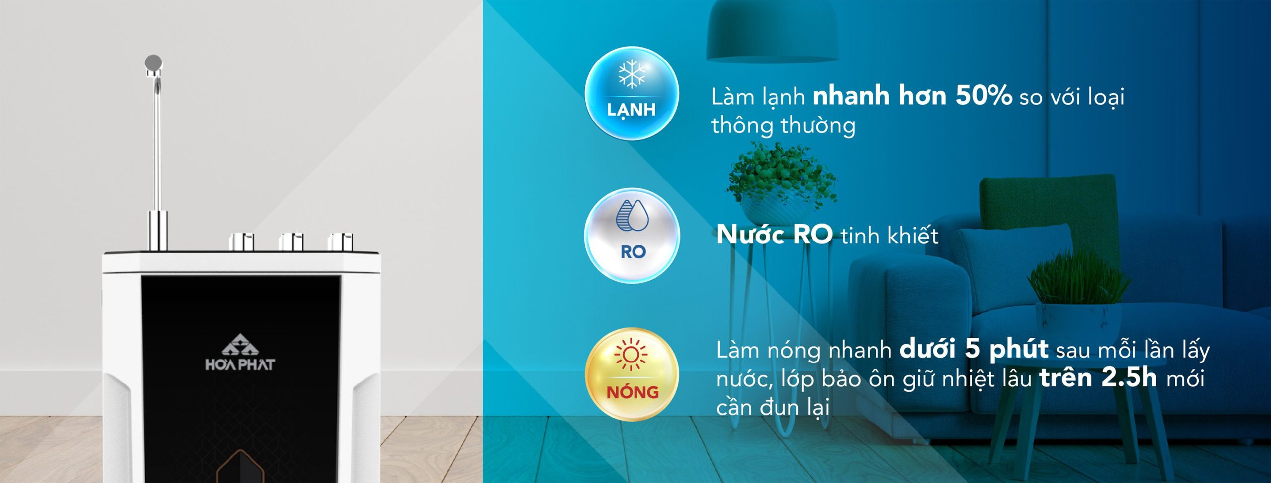 Hòa Phát HWBS1A1021 có chức năng làm nóng nước