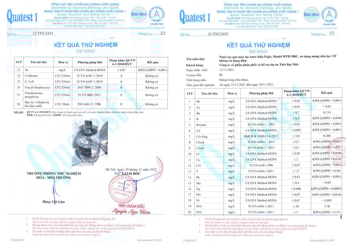 Kết quả thử nghiệm