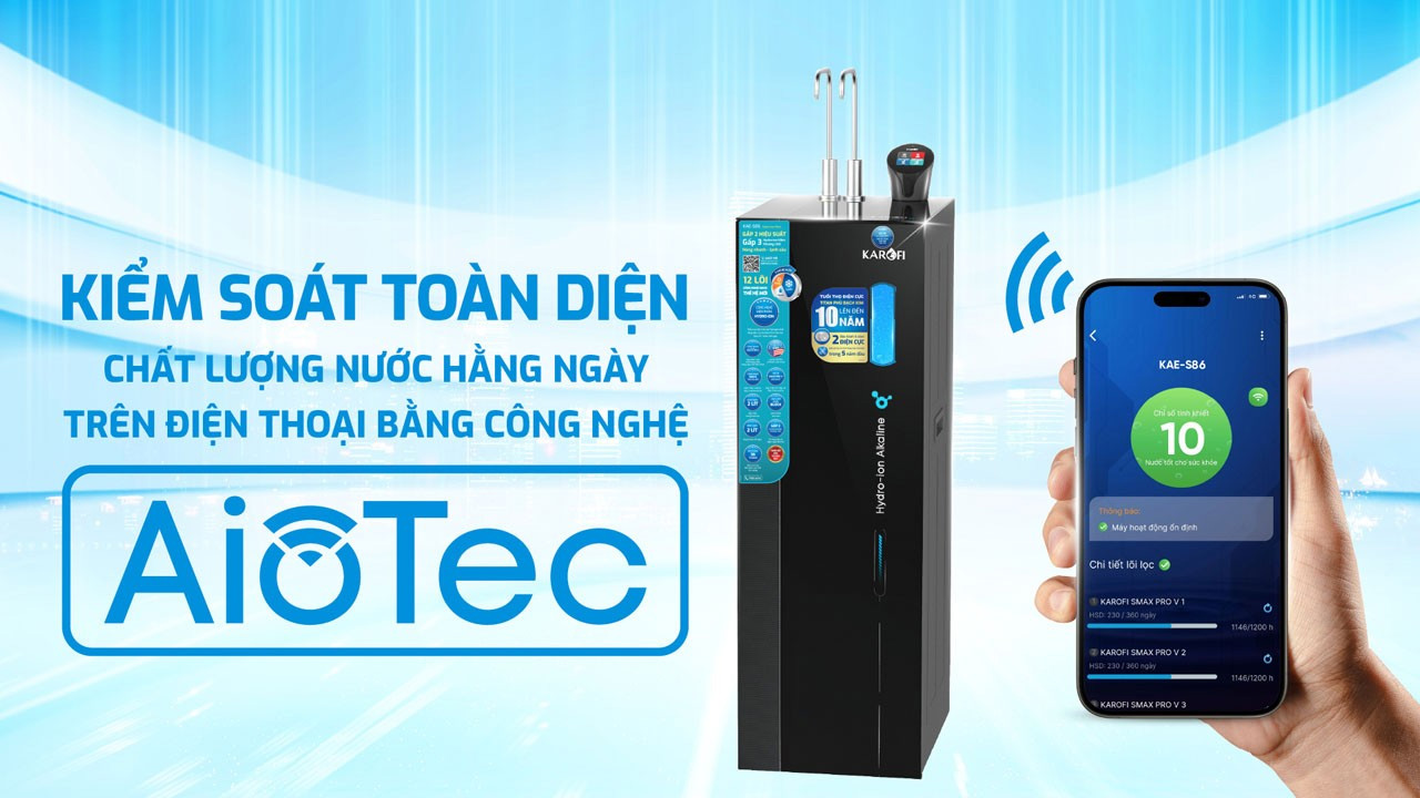 Theo dõi chất lượng nước, thời gian thay lõi lọc, cảnh báo sự cố cho máy bằng điện thoại