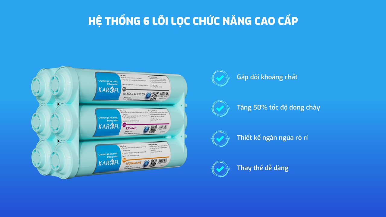 Máy lọc nước RO có 6 lõi chức năng