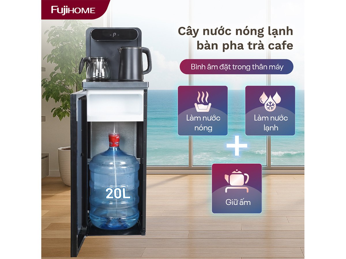 Cây nước nóng lạnh kết hợp bàn trà Fujihome