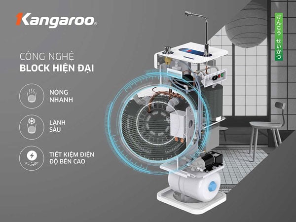 Máy lọc nước Kangaroo Hydrogen KG10A8ES được áp dụng công nghệ làm lạnh Block