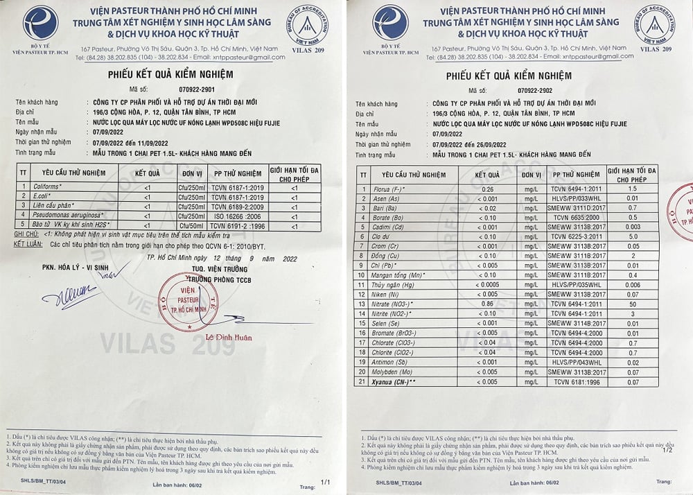 Kết quả thử nghiệm