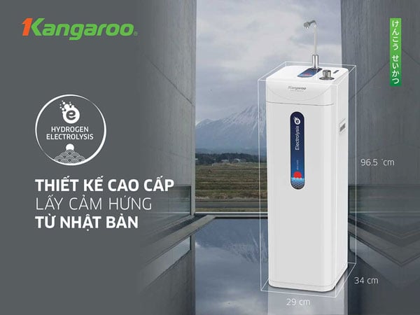 máy lọc nước Kangaroo Hydrogen ion kiềm KG10A8ES có thiết kế sang trọng, hiện đại