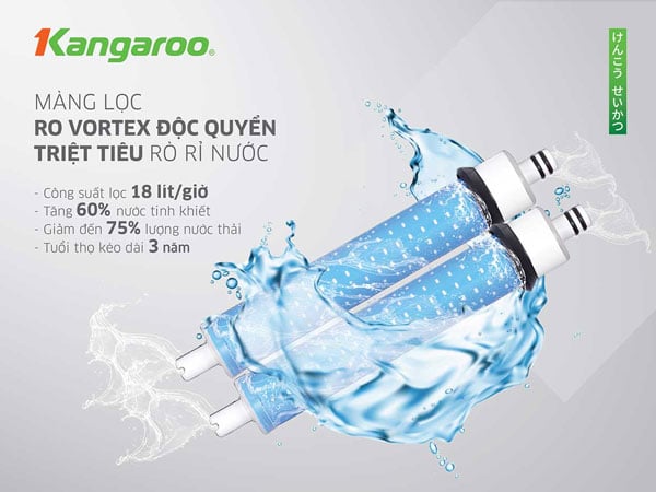 Máy lọc nước Kangaroo Hydrogen KG10A8ES sử dụng 7 lõi lọc, trong đó có màng lọc RO hiện đại