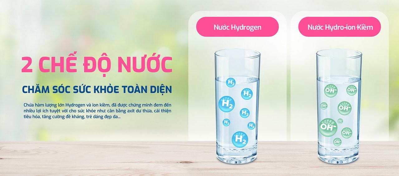 Máy chuyển đổi Hydro-ion kiềm có 2 chế độ nước