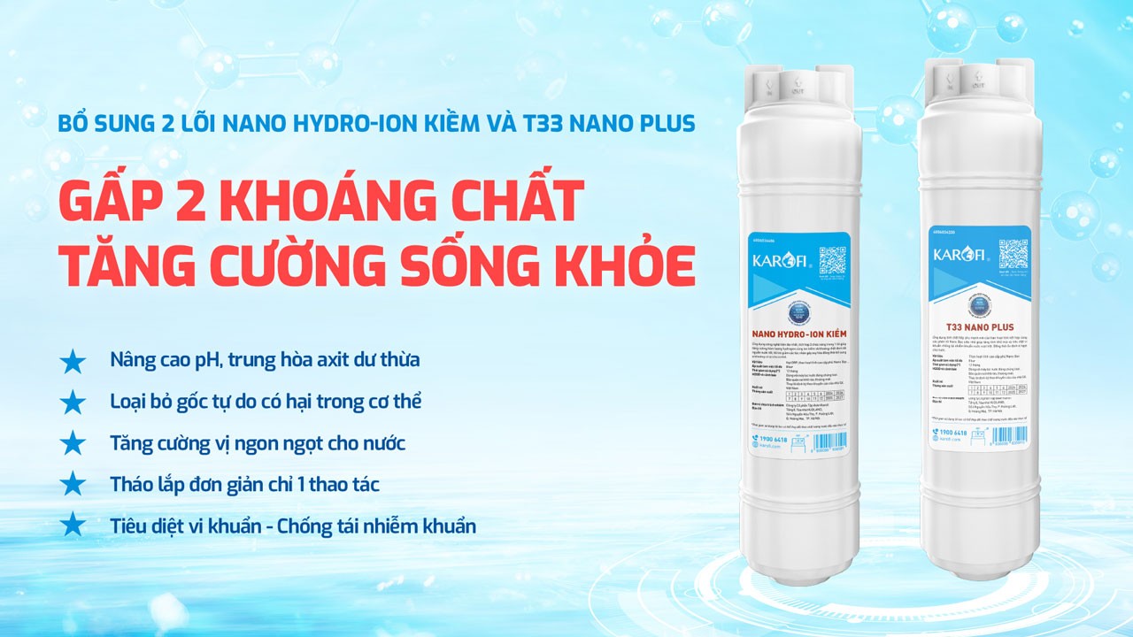 Máy lọc nước gấp 2 khoáng chất, tăng cường sức khỏe