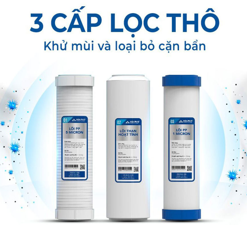 Máy lọc nước RO có 3 cấp lọc thô