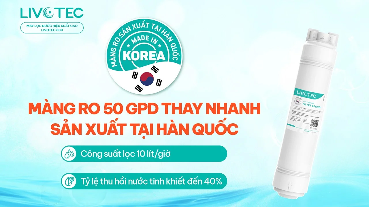 Màng RO 50 GPD Hàn Quốc – Đảm bảo nước sạch chuẩn quốc tế