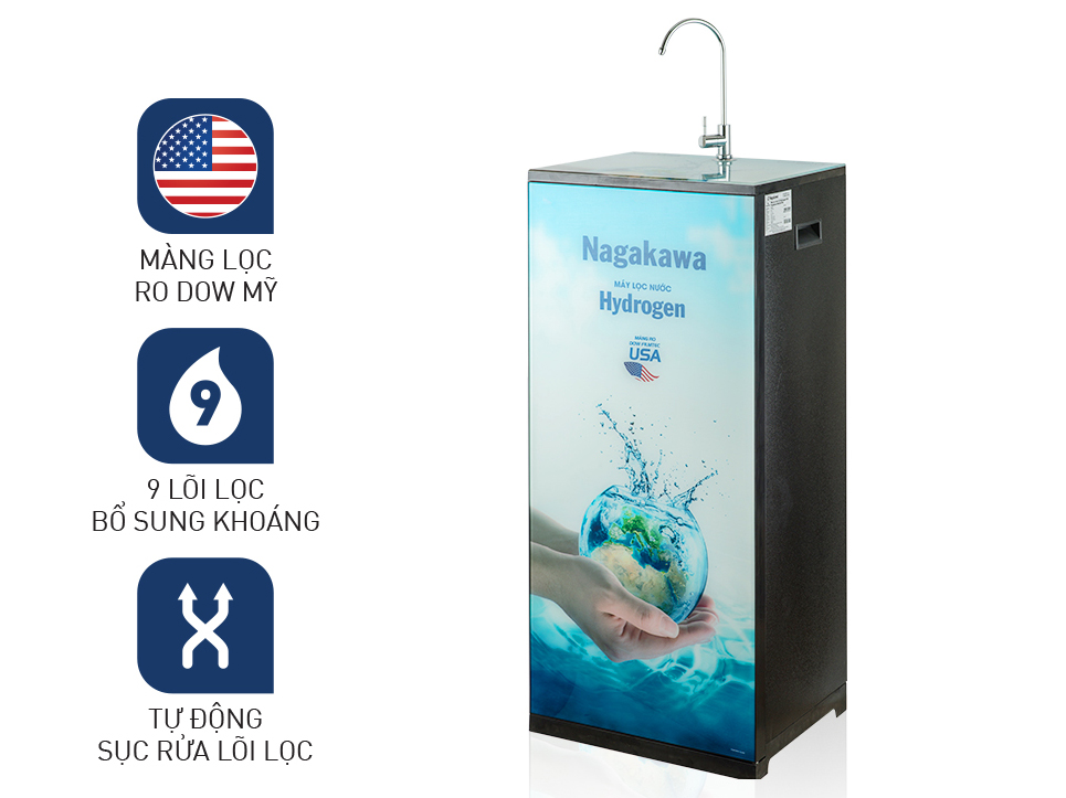 Máy lọc nước RO Hydrogen 9 lõi Nagakawa NAG0507FB(E) cho gia đình