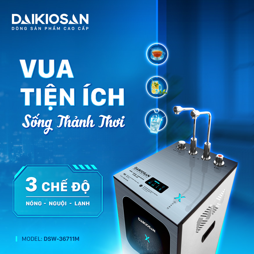 Máy lọc nước RO Daikiosan có 3 chế độ nước