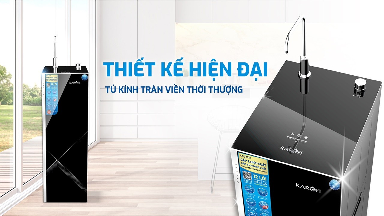 Máy lọc nước RO thiết kế tủ đứng tràn viền